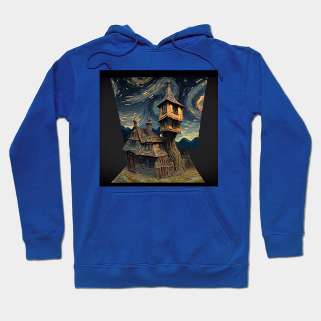 Starry Night Over The Burrow Hoodie by Grassroots Green